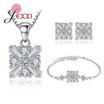 

Promotion Sales 2020 New Jewelry Sets Necklace/Earrings/Bracelet Cubic Zircon Crystal 925 Sterling Silver Fashion Accessory