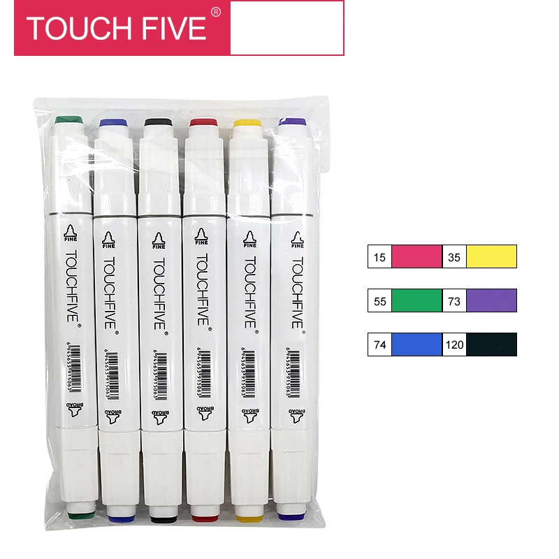 T5 used 6 white TouchFIVE художественный маркер 80 Цвета рисунок маркер анимация набор маркеров для эскизов для художник манга cohol основе маркер щетка для домашних животных - Цвет: T5 used 6 white