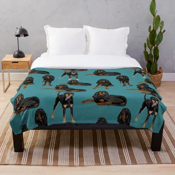 

Black and Tan Coonhounds on Teal Throw Blanket Soft Sherpa Blanket Bed Sheet Single Knee Blanket Office Nap Blanket
