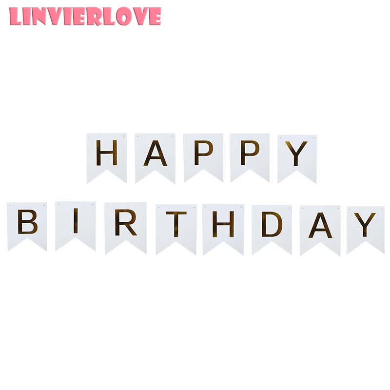 LINVIERLOVE 1 Набор С Днем Рождения бумажный баннер вечерние украшения детская