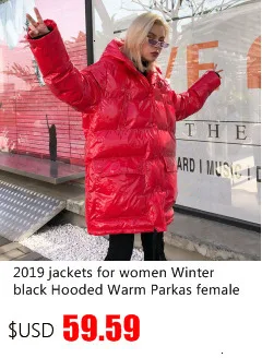 Women Winter Coat new winter hooded jacket black long Down cotton Jacket Loose warm Glossy women's parka Cotton Coat MY235