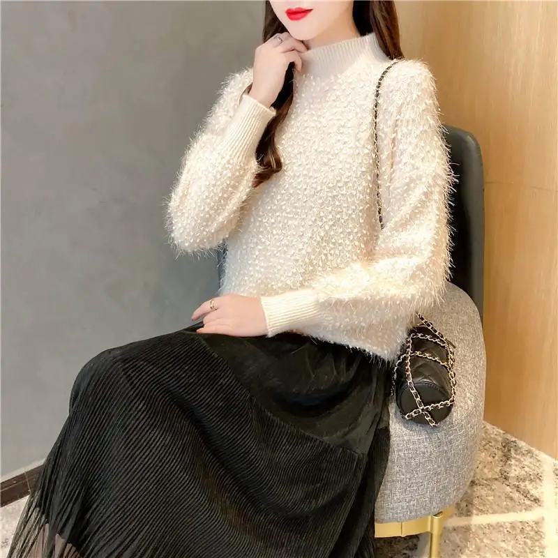 Ladies Sweaters 2022 Autumn Winter New Knitted Sweater Female Pullover  Loose Tops Fashion Warm Large Size Sweater Women Top turtleneck sweater