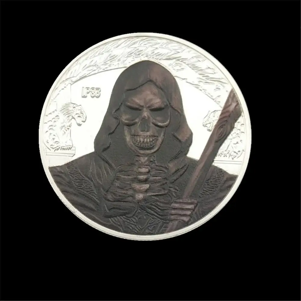 Посеребренная монета Grim Reaper монета с черепом, кошмарные монеты для Хэллоуина сувенирная коллекция монет художественное ремесло