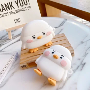 

3D cute duck for airpods 2 pro cases Drop silicone Cartoo Fall prevention for air pods cover earphone accessories with Keychain