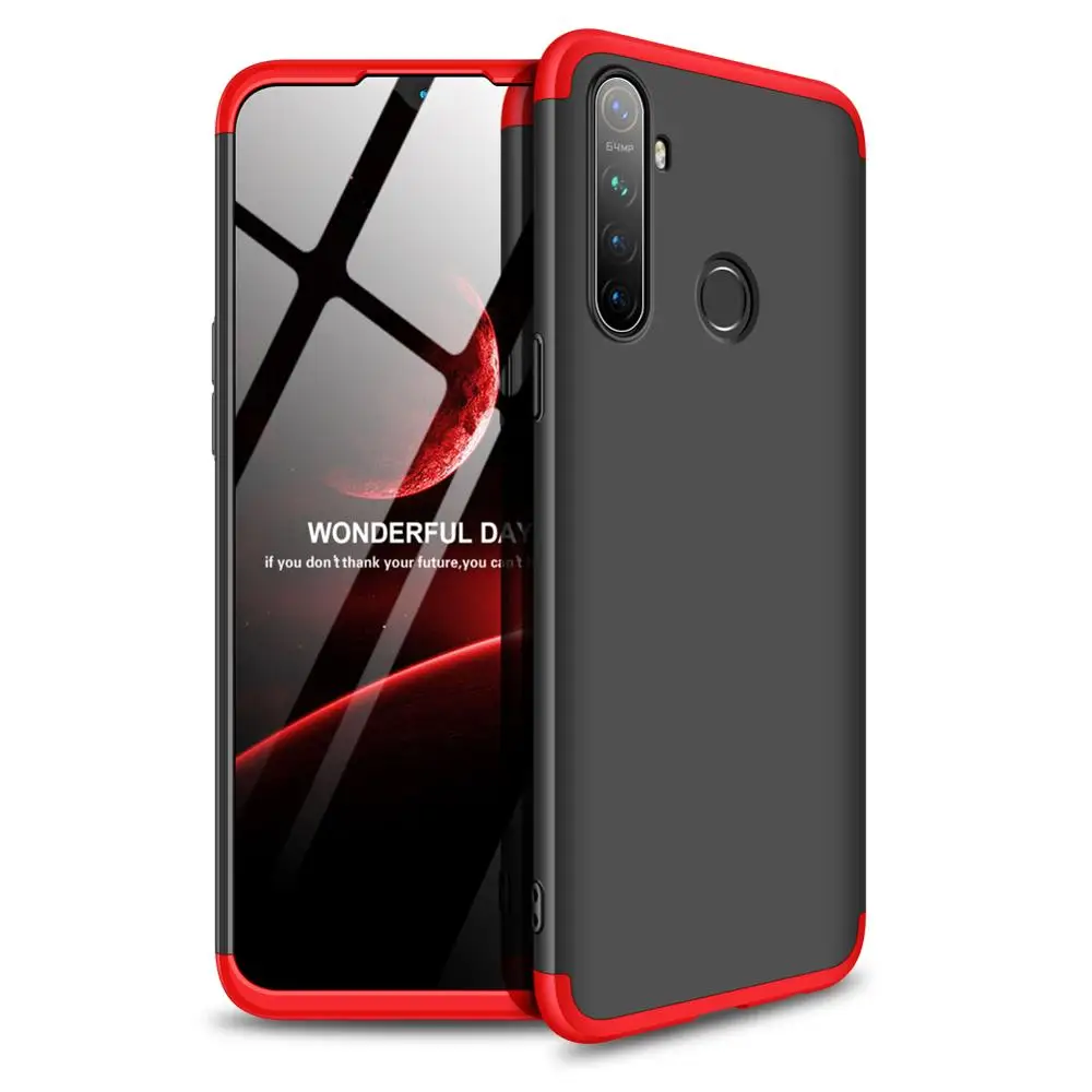 Black and Red TeppKa для OPPO Realme 5 pro Чехол для телефона 360 полная защита чехол 3 в 1 матовая пластиковая жесткая задняя крышка для realme 3 pro Q - Цвет: Black and Red