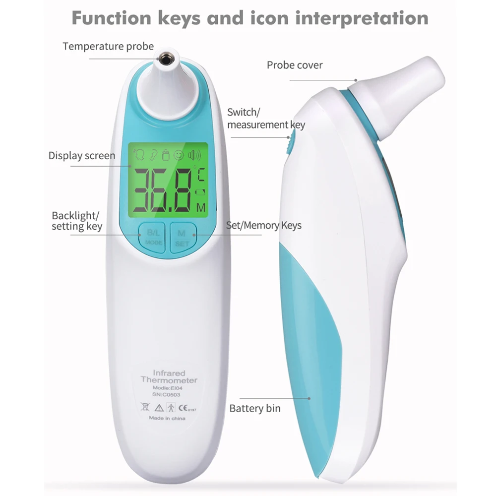 Цифровой Детский лоб термометрический прибор Инфракрасный электронный клинический термометр с функцией тревоги