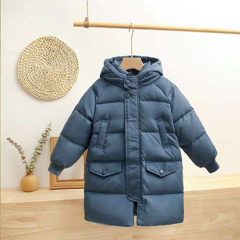 Winter Kids Girls Long Coats Children Boys Jackets Fashion Thick Hooded White Duck Down Snowsuit 2-14Y Teenagers Overcoat Parkas