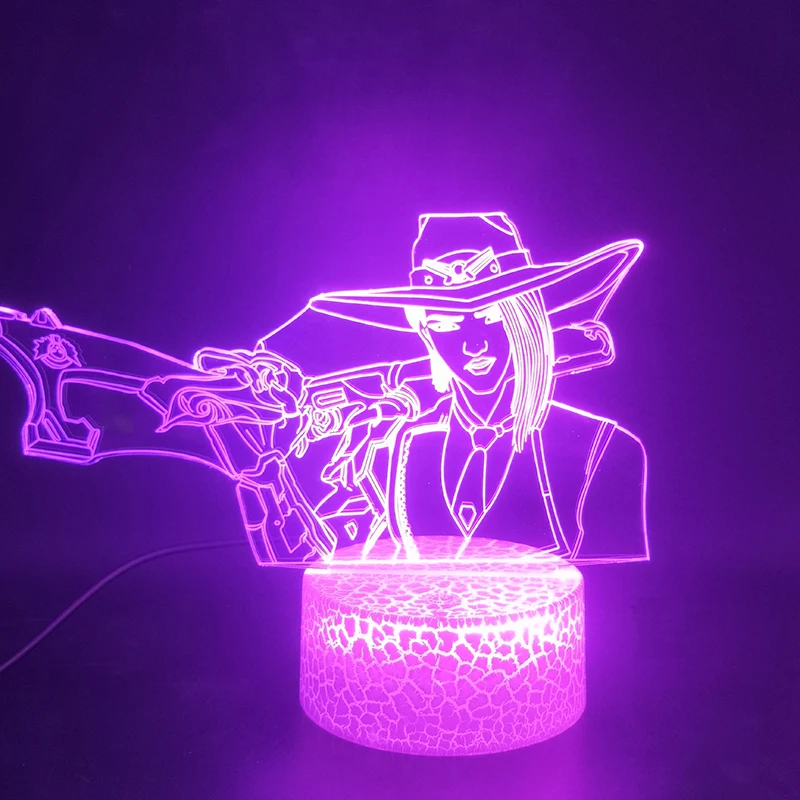 Игра Overwatch Hero Ashe 3D лампа крутой подарок для ребенка яркая база для офиса декоративная Прямая поставка светодиодный ночной Светильник атмосферная лампа