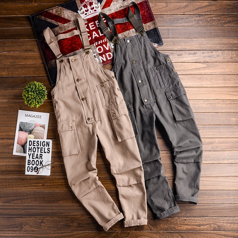 Men Jumpsuit Casual Romper 2020 Joggers Loose Bib Pants Streetwear Fashion Solid Color Suspenders Men Overalls
