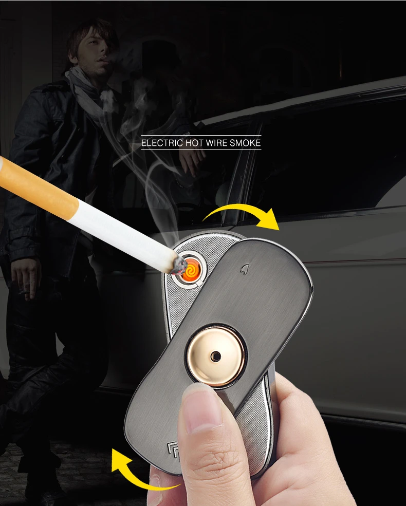 Зажигалка для сигарет Спиннер ветрозащитная модель гоночной машины USB перезаряжаемые электронные аксессуары для зажигалок подарок для друга