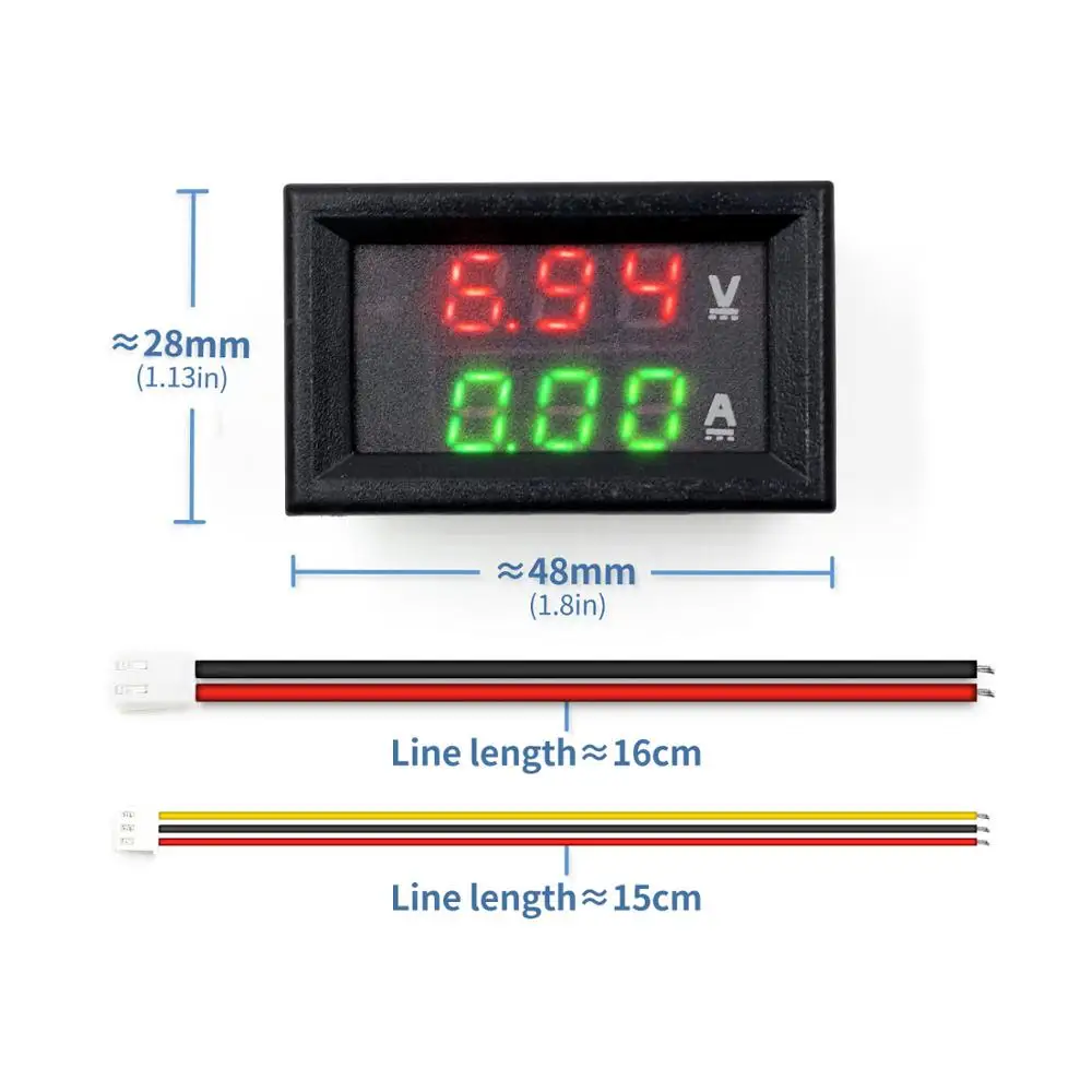 Red Green Display Мини цифровой вольтметр Амперметр постоянного тока 100 в 10 А Панель Ампер Вольт Напряжение измеритель тока тестер 0,2" синий красный двойной светодиодный дисплей - Цвет: Red Green Display