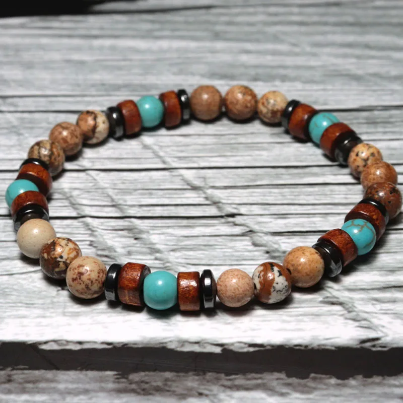 Vintage Men Wood Bracelet Natural Stone Beads Brazalete Boho Accessories Male Punk Braslet Present For Man Jewelry Pulsera bracelet jewelry leather bracelets