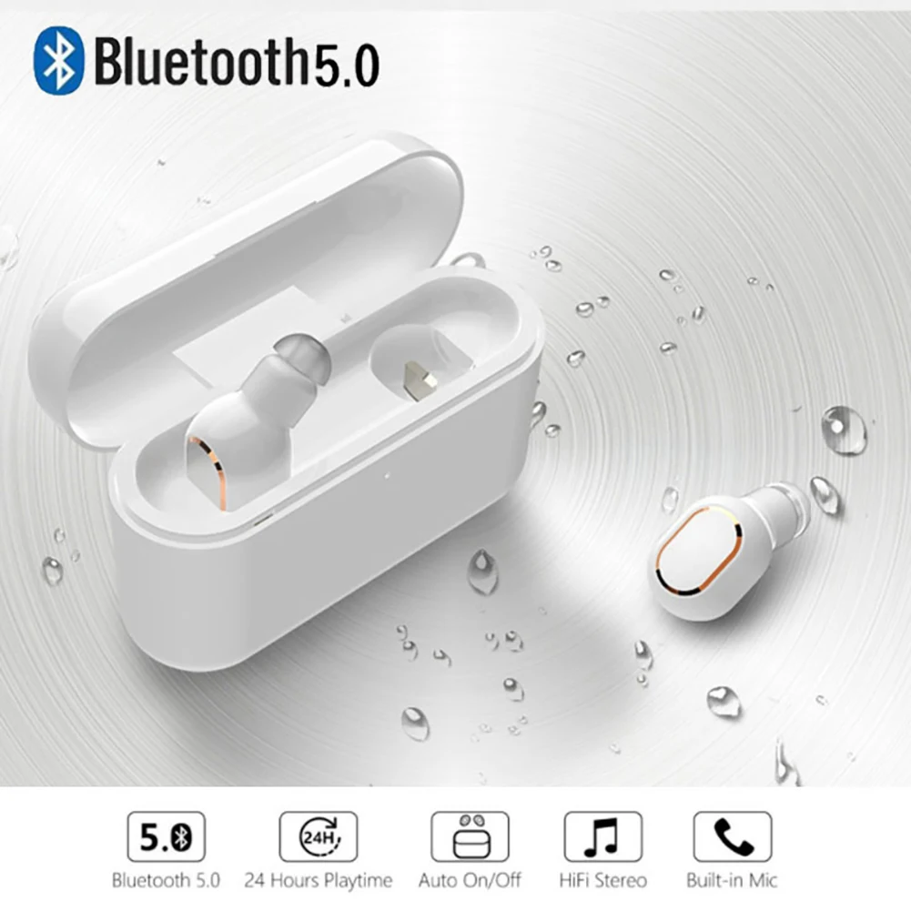 Беспроводные наушники TWS с Bluetooth 5.0 спортивные 3D стерео звук вкладыши портативный