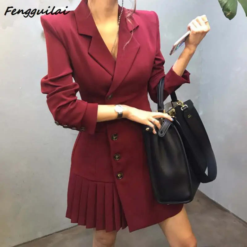 

Vintage Autumn Winter Trench Long Duster Coat For Women Elegant Gothic Solid Pleated Windbreakers Fall Overcoat Plus Size XL
