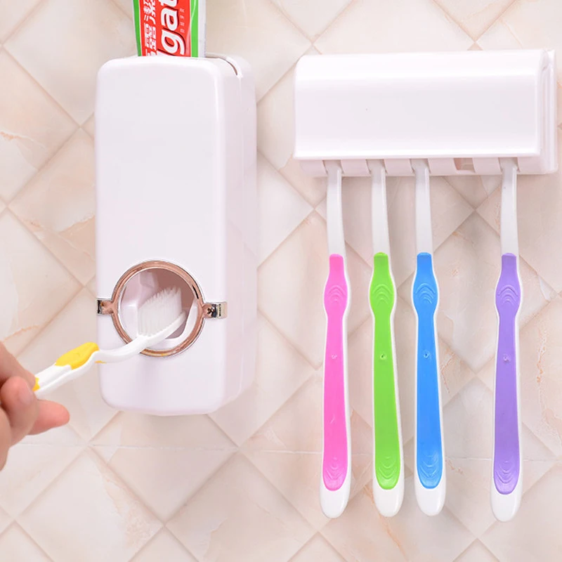 Bathroom Accessories Set Tooth Brush Holder Automatic Toothpaste Dispenser 