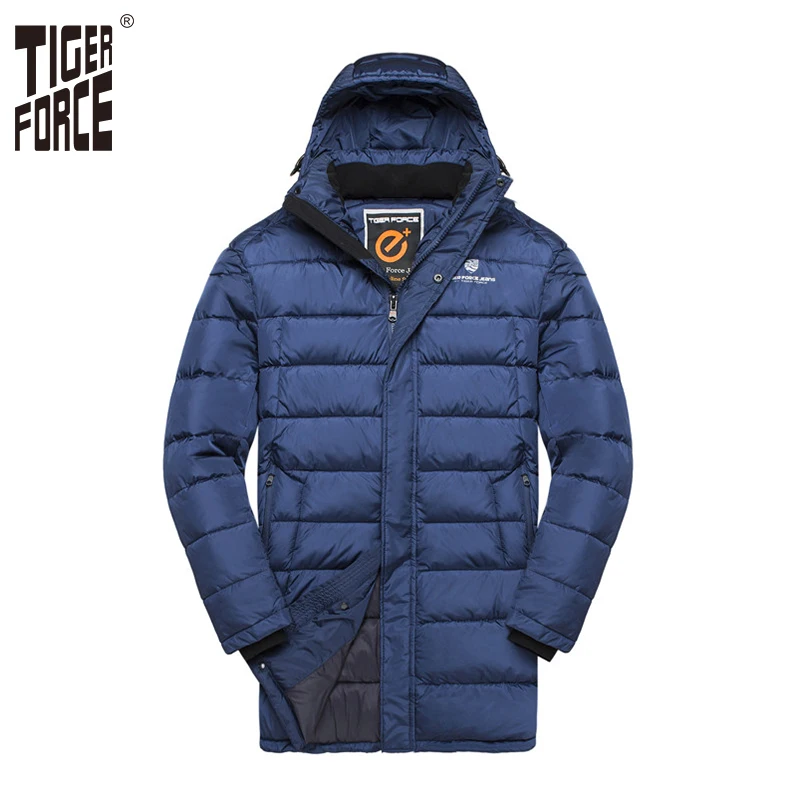 Padded Jacket Overcoat Tiger-Force Hooded Men Mens Plus-Size Fashion Warm Zipper Long