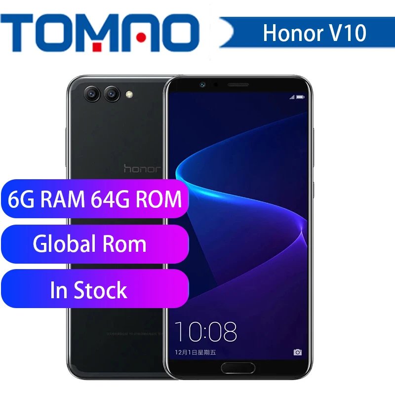 

Original HONOR View 10 HONOR V10 6GB 64GB Mobile Phone 5.99 inch Kirin 970 Octa Core Android 8.0 OTA NFC Fingerprint ID
