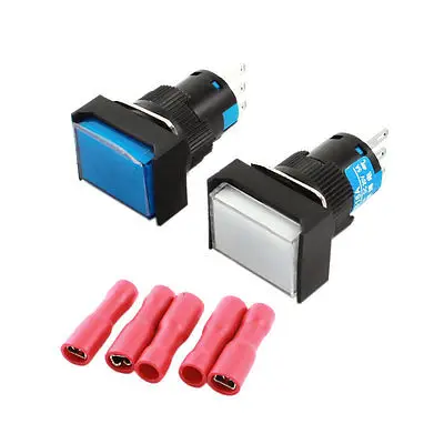 

2Pcs AC 250V 5A 16mm SPDT Momentary Push Button Switch w DIY Wiring Connectors