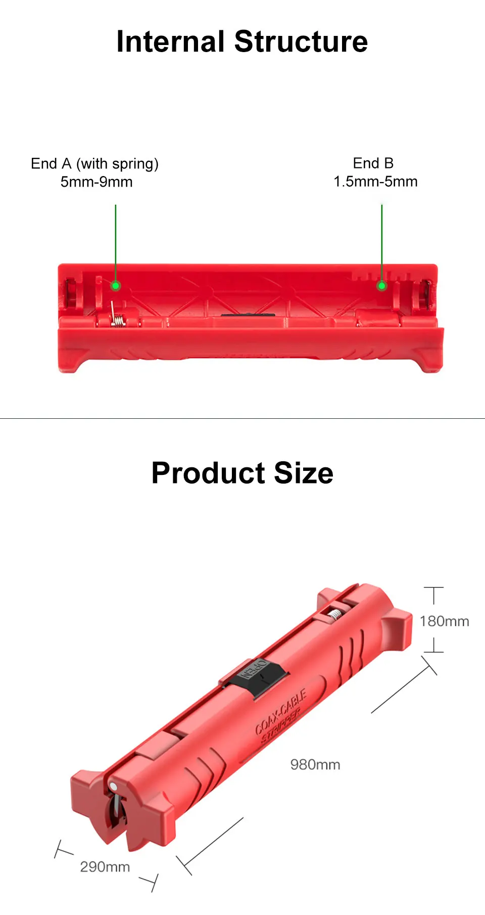 Electrical Wire Stripper Pen Rotary Coax Coaxial Cable Wire Pen Cutter Audio Video Cable Stripping Tool Round Grip Spring Lever