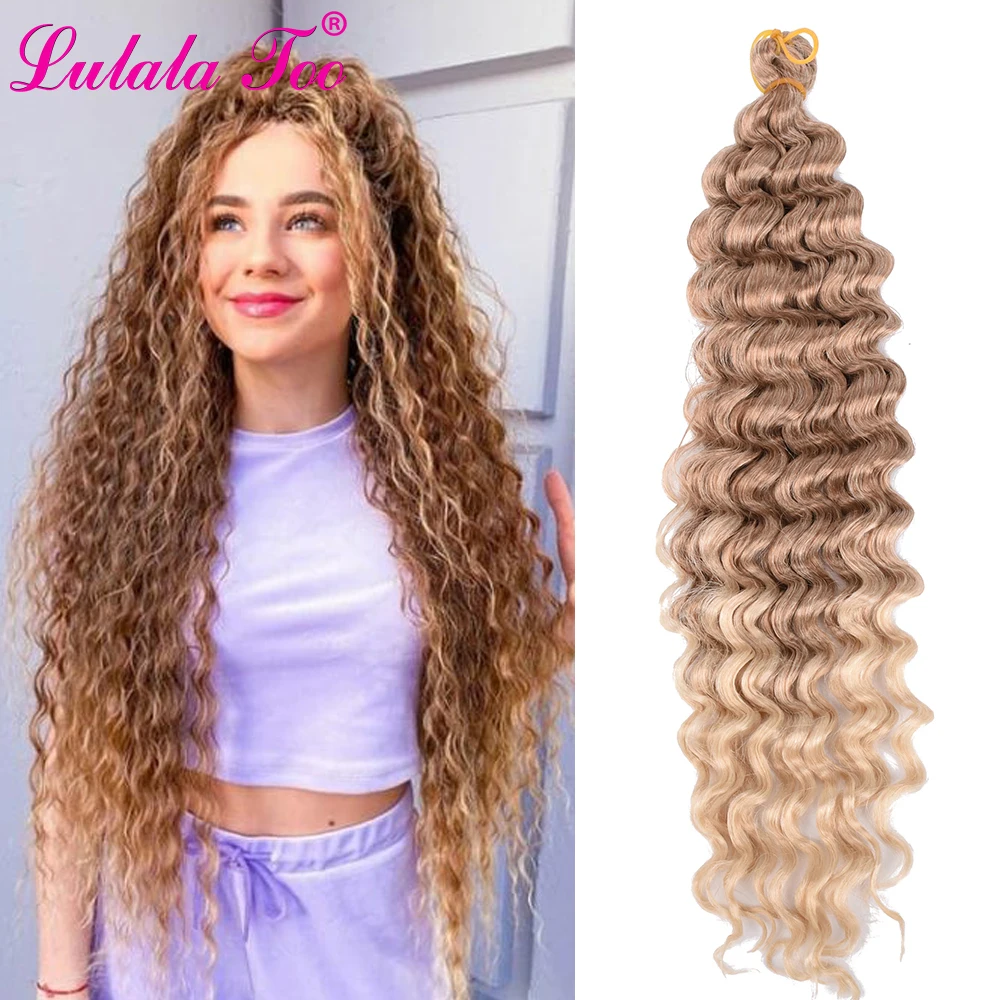 

28inch Deep Water Wave Twist Crochet Hair Synthetic Crochet Braid Afro Curls Ombre Braiding Hair Extensions Low Tempreture