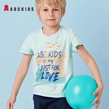 

ABCkids Kids Solid Cotton T-shirts Breathable Tees for Boys Girls Short Sleeve Shirts Cartoon Letter Print Tops for Chirldren