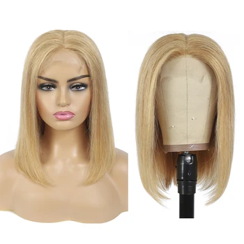 

Honey Blonde 27 30 Brown Straight 4X4 Lace Closure Bob Wigs Brazilian Non-Remy Human Hair Lace Closure Frontal Wigs EUPHORIA