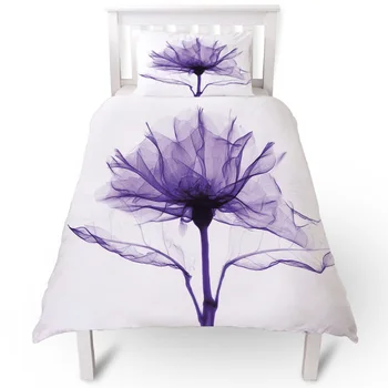 

Purple Flower Transparent Abstract Duvet Cover Pillow Case Quilt Cover Set Bedclothes Single Bedding Sets For Bed