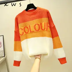 2019 свитер женский сладкий пуловер Сердце Повседневный пуловер Джемперы длинный рукав негабаритный милый кашемировый толстый свитер