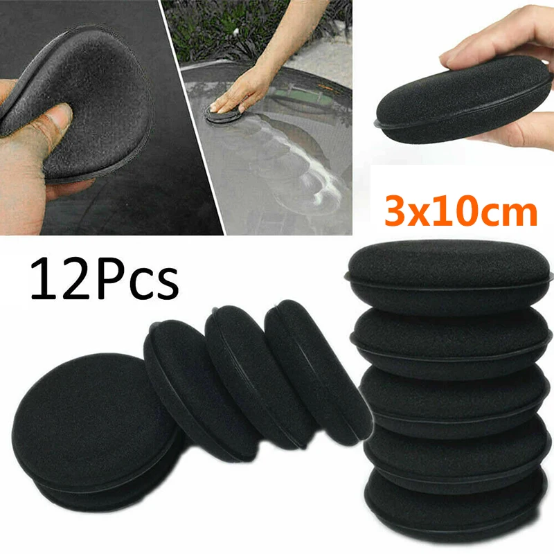 

12x High Density Car Waxing Polishing Foam Sponge Pads Replacement Black 10*3cm