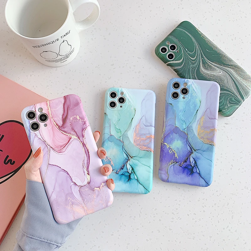 Marble Texture Case For iPhone 12 11 13 Pro Max XR XS Max X 7 8 Plus 11Pro SE 2020 Camera Protection Soft IMD Shockproof Cover iphone 11 Pro Max  silicone case