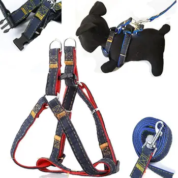 

Pet Cat Puppy Dog Harness Soft Walk Vest and Leash Jean Set Freely For Small Medium Large Dogs Puppy Training Accessories