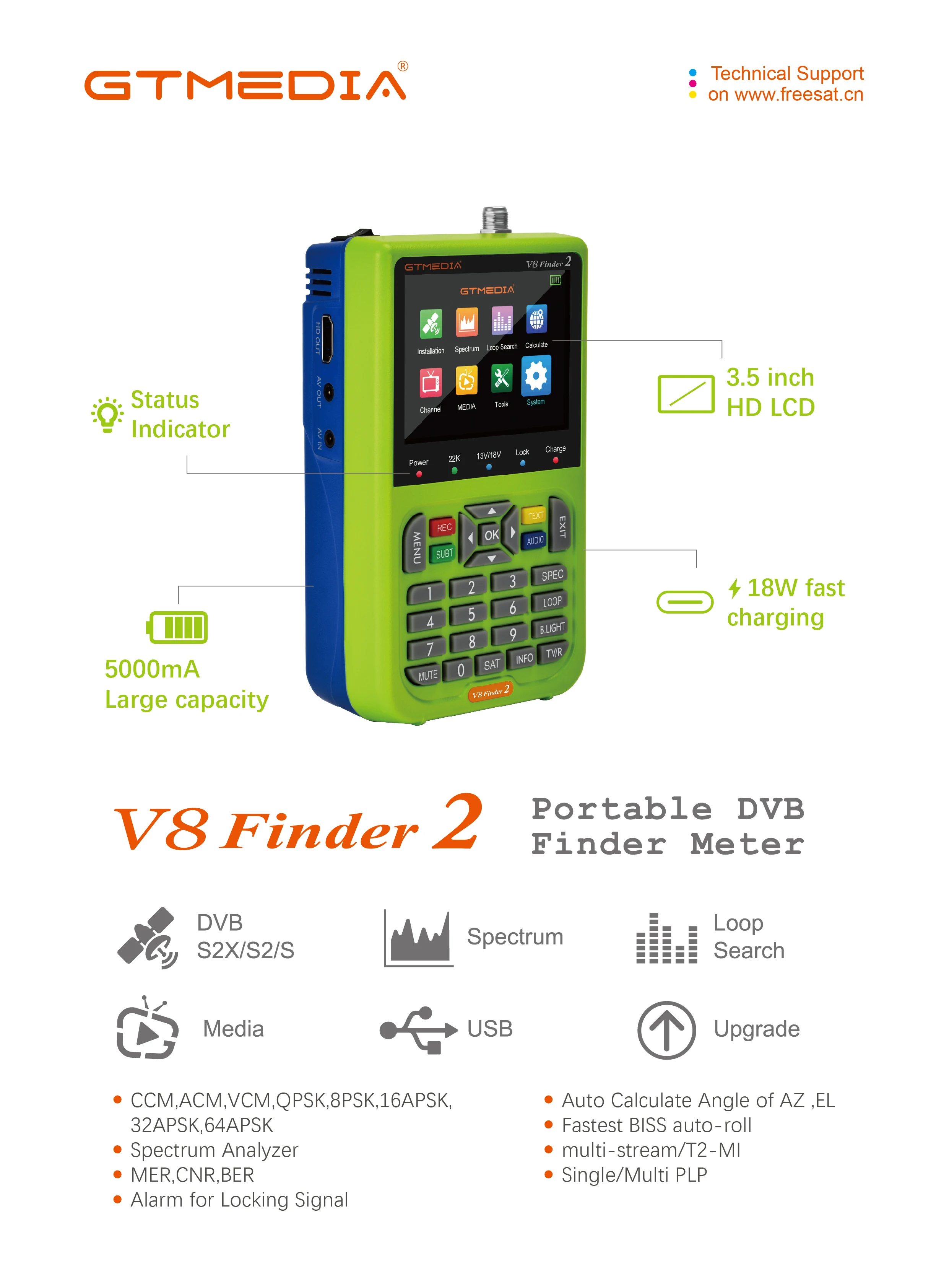 Gtmedia v8 finder pro DVB-S2 DVB-T2 DVB-C