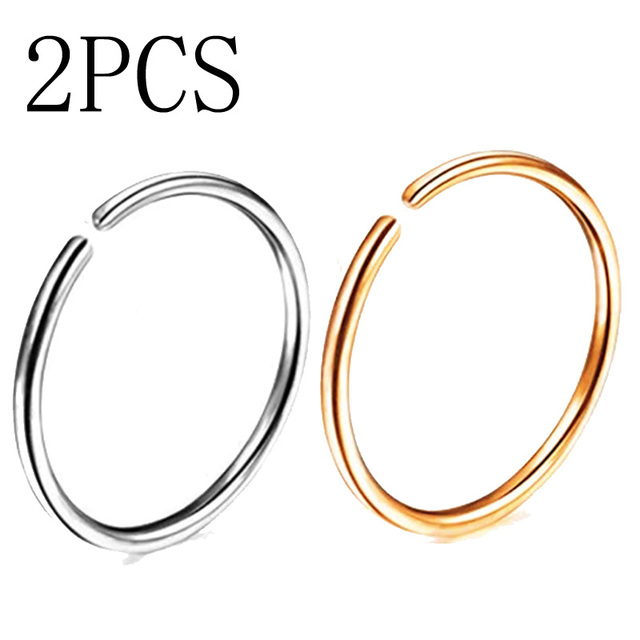 20G 0.8mm Thin Fake Nose Ring Septum Helix Nostril Piercing Labret Lip Fake Piercing Titanium Cartilage Fake Earrings Hoop