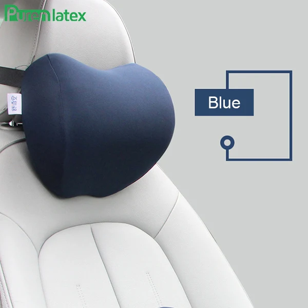 Blue Purenlatex подушка для шеи автомобиля с эффектом памяти мягкая дышащая подголовник для вождения дома и офиса Авто Подушка безопасности - Цвет: Blue