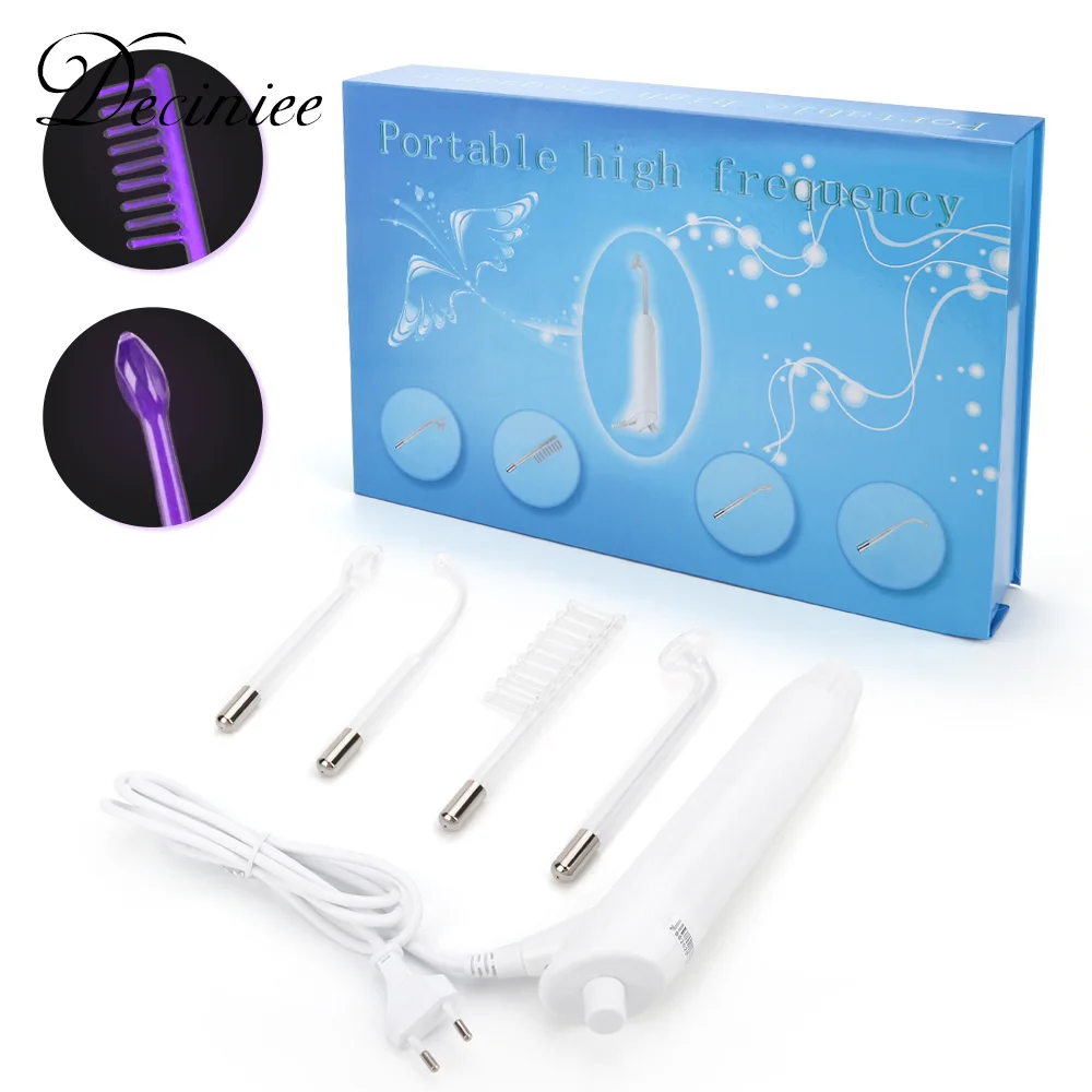 

Portable Handheld High Frequency Skin Therapy Machine with 4 Neon Argon Wands Acne Treatment Wrinkle Reducing Facial Skin Lifter