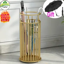 TieHo Metal Umbrella Stand Holder Bumbershoot Rack Organizer For Office Home Hotel Hallway Entryway Porch Rose Golden