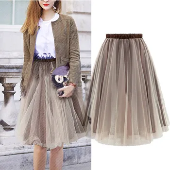 

Skirt Women юбка Fashion Casual High Waist Elastic Layered Tulle Tutu Skirt jupe femme 2020 NEW skirts womens юбки женские