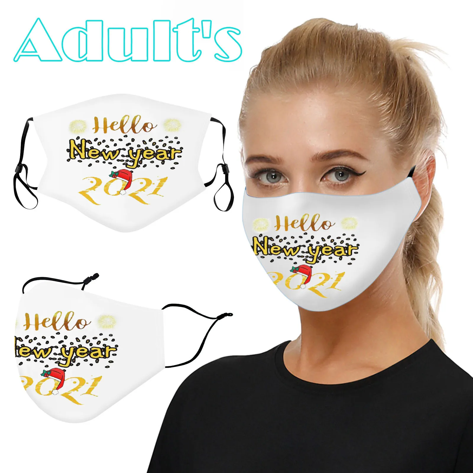 2021 Happy New Year Adult Face Coverings Reusable And Washable Sun Protection Mascarillas Shield Cover | Аксессуары для одежды