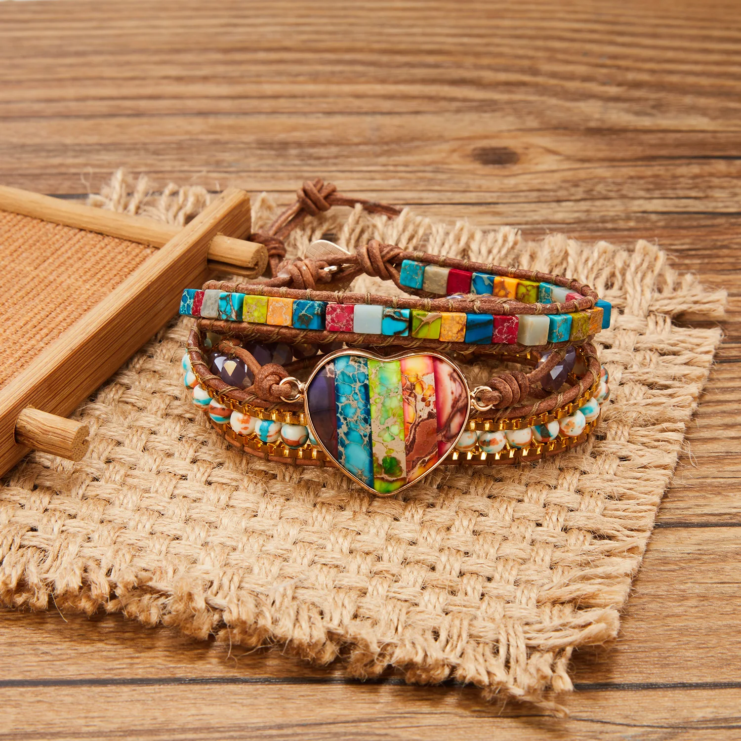Bracelet Jewelry Leather Bracelets Shell Charm Bracelets New Fashion Mixed Color Natural Stone Bracelet For Women Men Chakra Heart Wrap Leather Chain Bracelet&Bangle Charm Jewelry