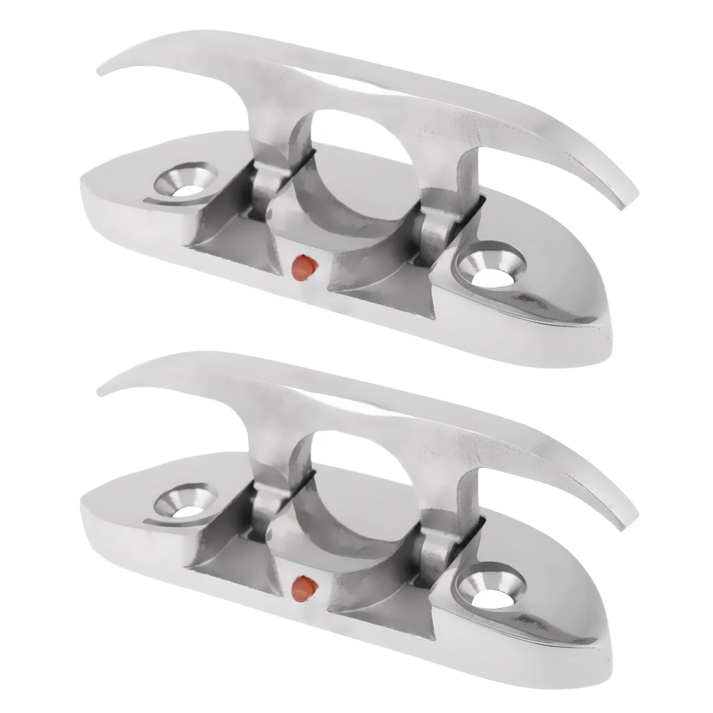 2 Piece FOLDING CLEAT Boat Marine Hardware Stainless Steel Cleat 4-1/2