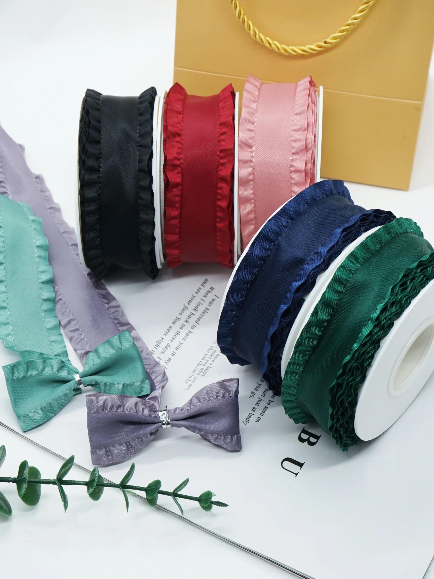 Ribbon Decoration Ribbon Supplies Grosgrain Ribbon Sewing Ribbon 38MM Red Pink Gold Solid Glitter Grosgrain Ribbon 5 Yards Per Roll G3403943