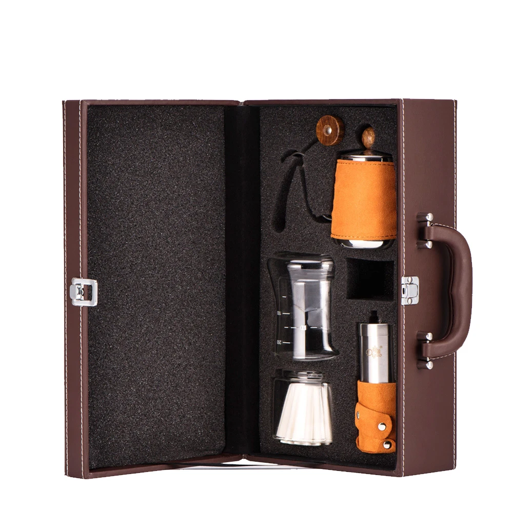 Портативная ручная кофемолка, набор, Классическая кофеварка, фрезерная Ретро машина, набор из нержавеющей стали, для кухни, для домашнего путешествия - Цвет: Orange
