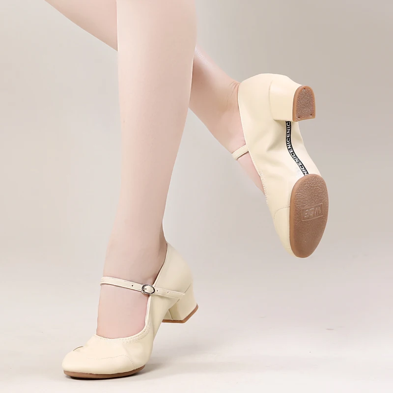 Dance-Shoes For Woman Girls Ladies Latin Ballroom Modern Salsa Practise Dancing Closed Toe Square Soft Rubber Sole dance shoes