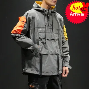 

Hop Spring Hip Hooded Patchwork Mens Jacket Coat Male Hoodies coats Men Black Couple Streetwear Hoody bomber jacket M-5XL