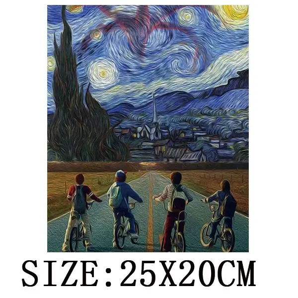 Y-020 The Stranger Van Gogh things, термополоски, наклейка на одежду, сделай сам, футболка для девочек, железные нашивки для одежды, теплопередача - Цвет: Y-020