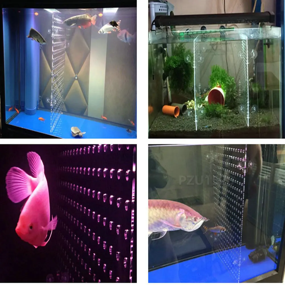 Aquarium Acrylic Divider Full Holes With 4pcs Suction Cup Free For Betta Fish Guppies Tank Black Blue Clear