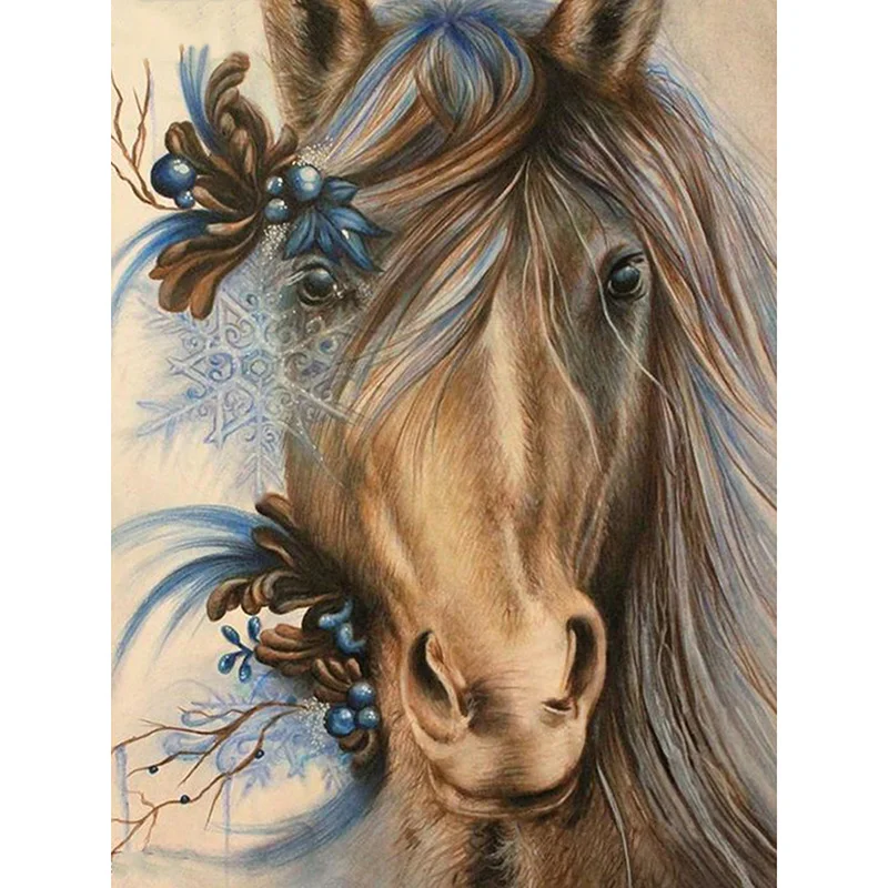 

DIY 5D Diamond Painting Horse Animal Flower Full Round Drill Diamond Embroidery Mosaic Cross Stitch Rhinestones Home Decor Wall