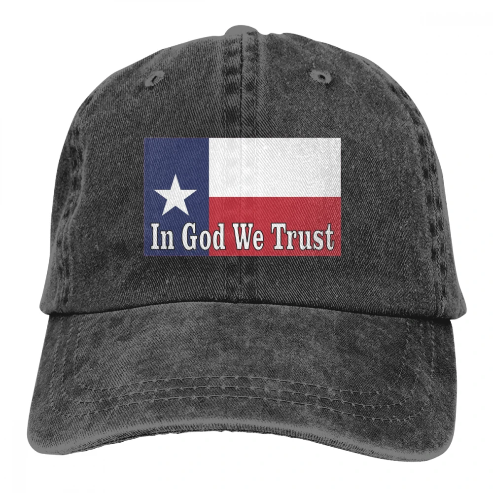 In God We Trust Texas Flag Casquette черные унисекс Мужские Женские джинсовые бейсболка с ремешком кепки Регулируемая шляпа для гольфа папа