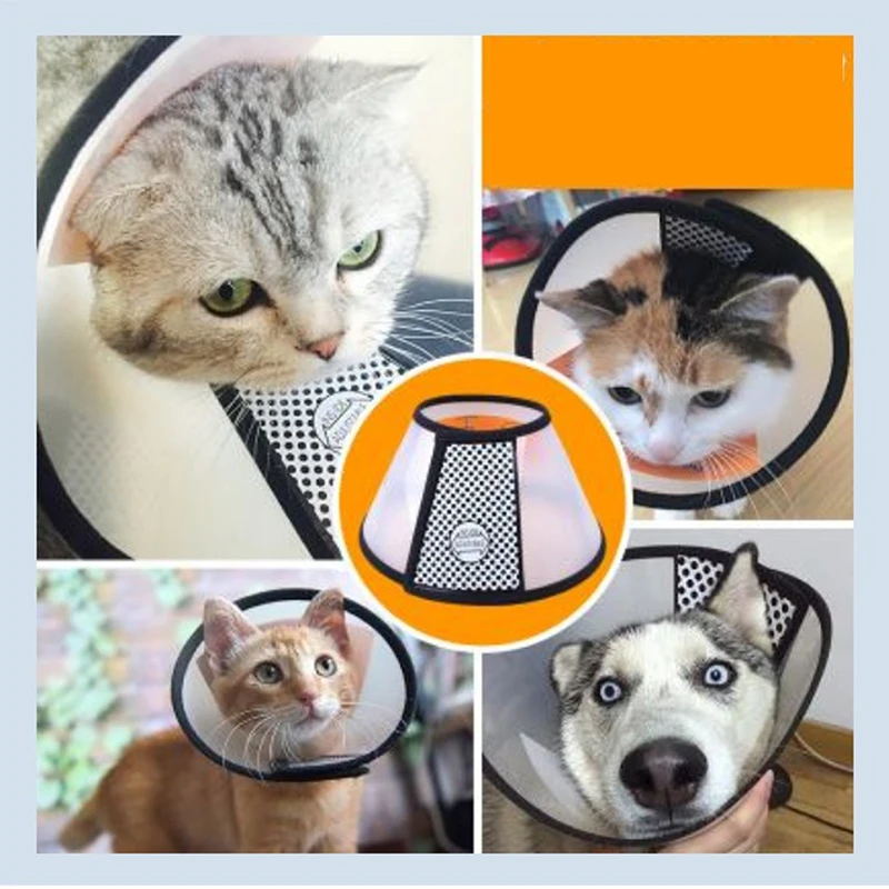 Collar de protección para mascotas, cono de recuperación para cuello de perro, para cirugía antimordedura, curación de heridas, círculo sanitario para gatos y perros