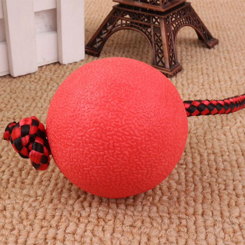 Indestructible Dog Ball on a Rope Pet Puppy Tug Balls Toys Pet Chew Toys Dog Training Toy Solid Rubber Balls